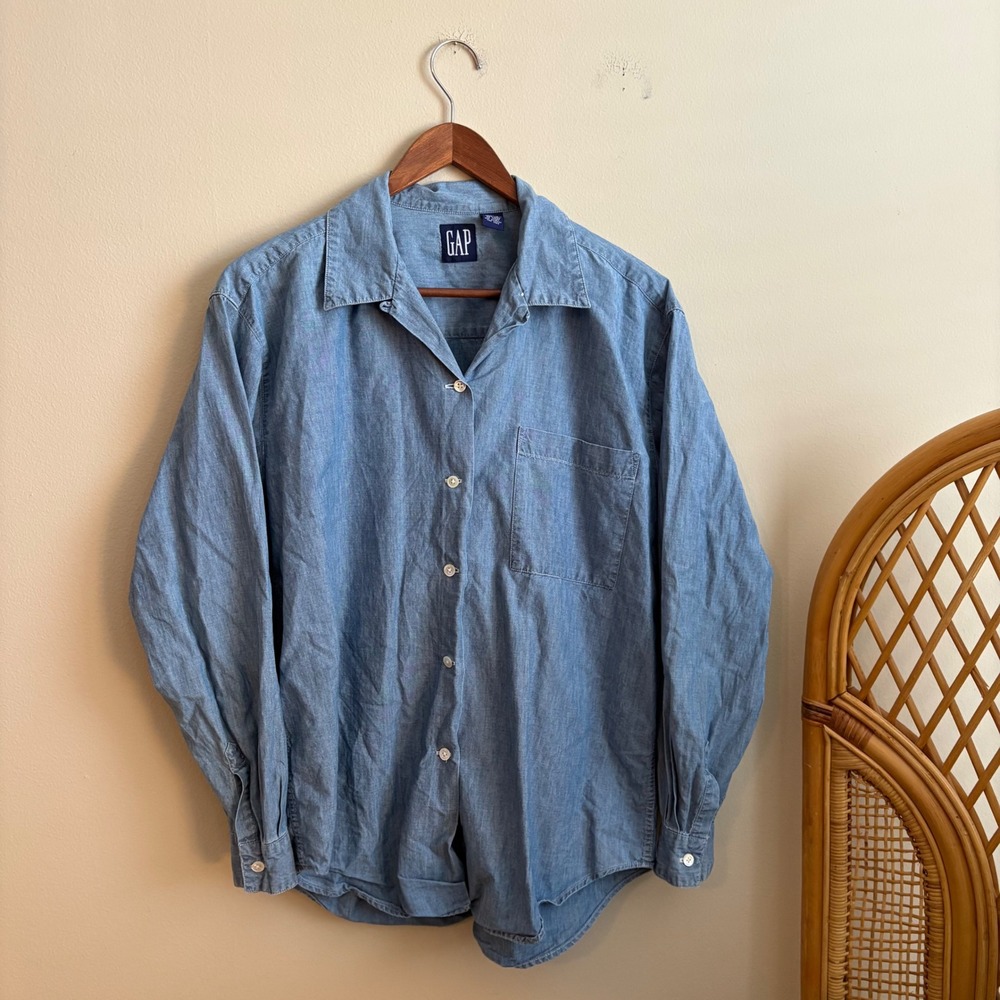 GAP Denim-Style Light Blue Button-Down Shirt